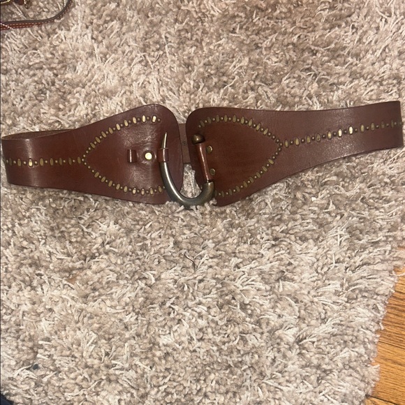 Calleen Cordero Brown Leather Studded Waist Belt Size 34 main image 7